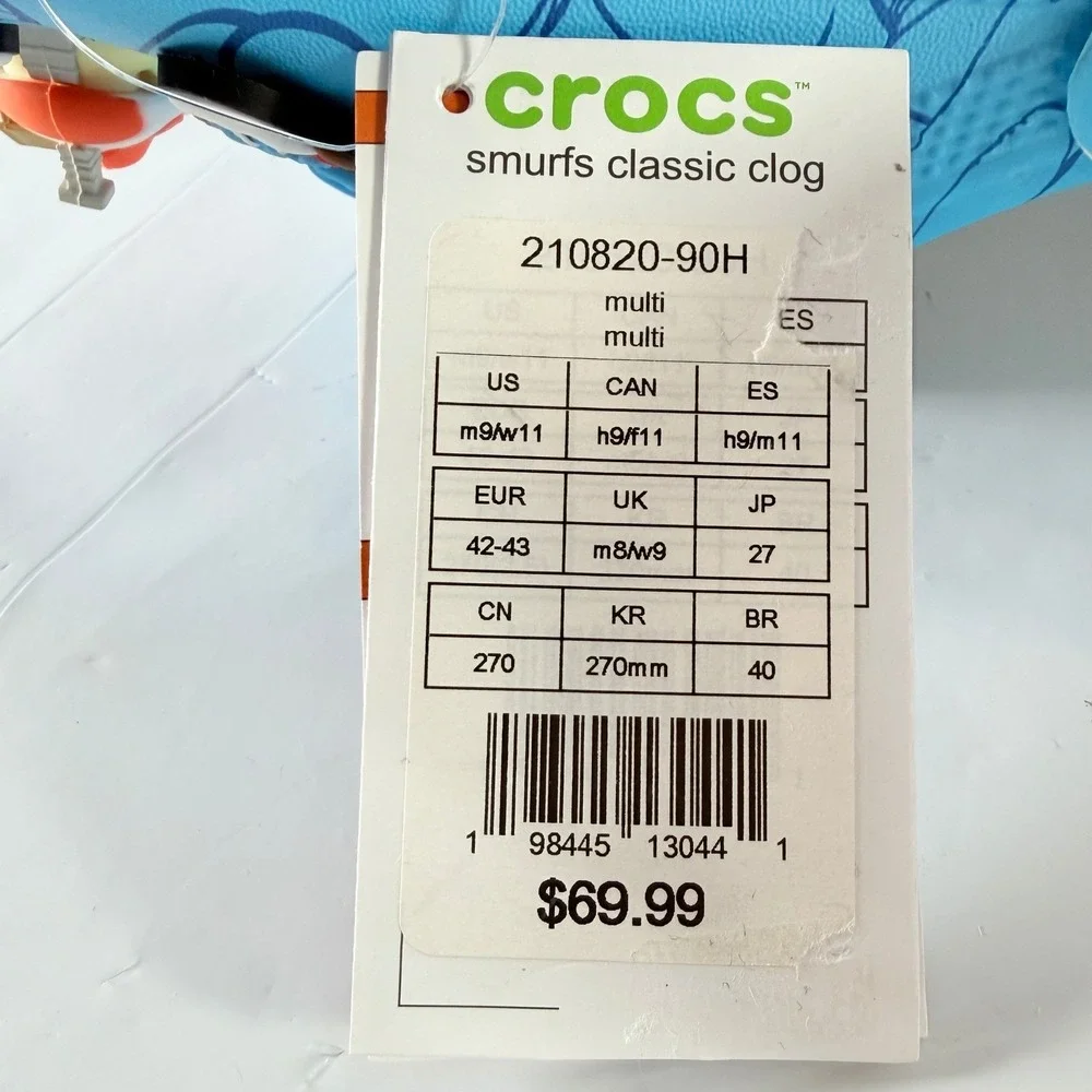 Crocs Smurfs‎ Classic Clog Blue Multi Mens 9 Womens 11 210820-90H New